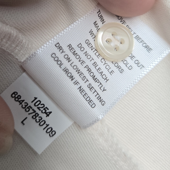 Ayr Serenity Now Cream Pima Cotton 90s Maxi Dress L Button Front Minimalist - Picture 9 of 11